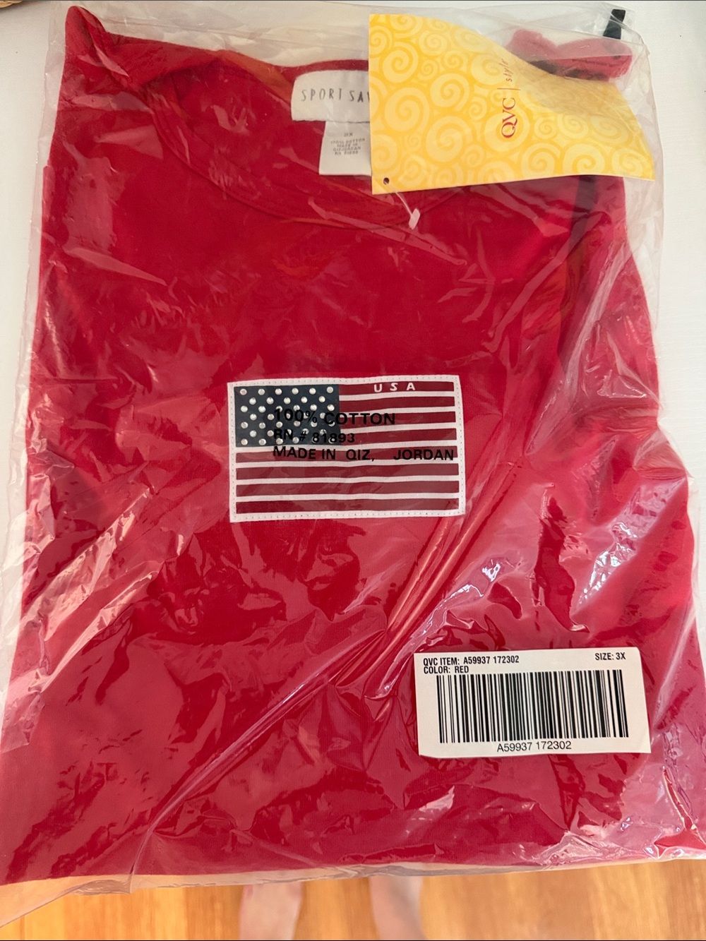 Sport Savvy Women’s Red Graphic Tee - USA Flag Design 3XL QVC Retired Vintage